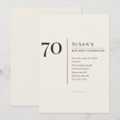 Modern Minimalist 70th Adult Birthday Celebration Einladung (Vorne/Hinten)