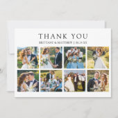 Modern Minimalist 8 Photo Wedding Dankeskarte (Vorderseite)