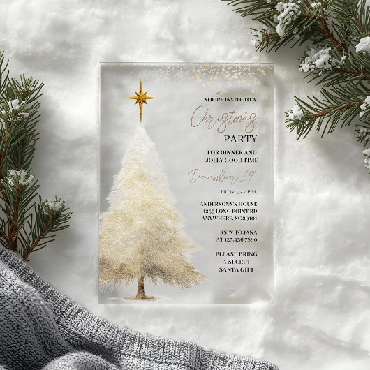 Modern Minimalist Acrylic Christmas Party Acryleinladungen