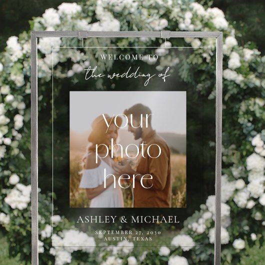 Modern Minimalist Acrylic Photo Wedding Sign Acrylschild