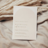 Modern minimalist arch beige wedding invitation  einladung
