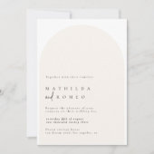 Modern minimalist arch beige wedding invitation einladung (Vorderseite)