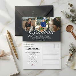 Modern Minimalist Arch Calligraphy Photo Graduatio Einladungspostkarte