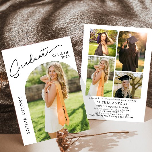 Modern Minimalist Arch Photo Graduation Party Einladung