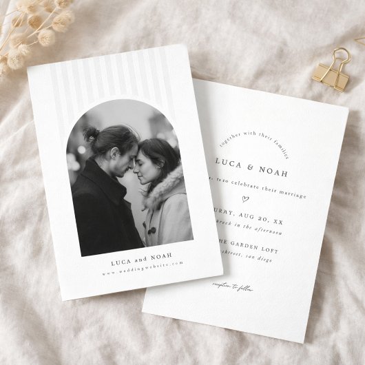 Modern Minimalist Arch Photo Wedding Invitation Einladung