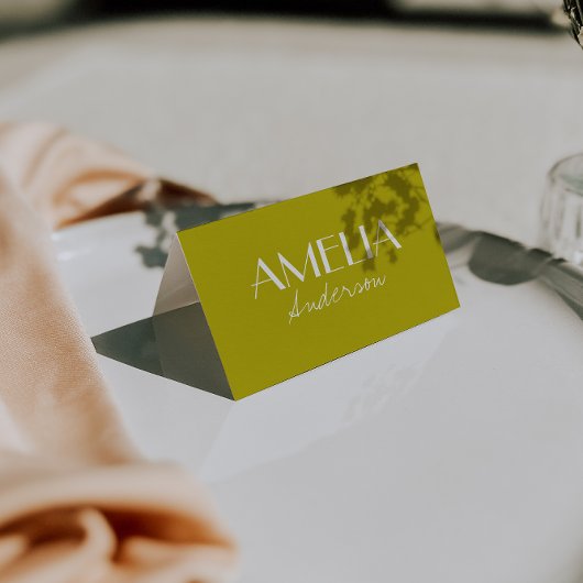 Modern Minimalist Army Green Wedding Place Cards Tischnummer