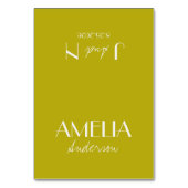 Modern Minimalist Army Green Wedding Place Cards Tischnummer (Vorderseite)