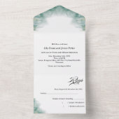 Modern Minimalist Artistic Green Abstract Wedding All In One Einladung (Innen Boden)
