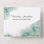 Modern Minimalist Artistic Green Abstract Wedding All In One Einladung (Rückseite)