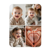 Modern minimalist Baby 4-Foto-Collage  Magnet (Vertikal)