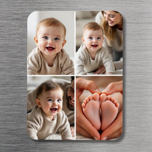 Modern minimalist Baby 4-Foto-Collage  Magnet