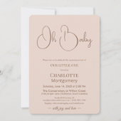 Modern Minimalist Baby Shower | Powder Blush Einladung (Vorderseite)