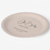 Modern Minimalist Baby Shower | Powder Blush Pappteller (Schrägansicht)
