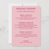 Modern Minimalist Bachelorette Weekend | Pink Einladung (Rückseite)