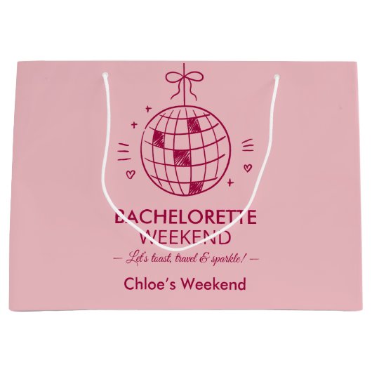 Modern Minimalist Bachelorette Weekend | Pink  Große Geschenktüte (Vorderseite)