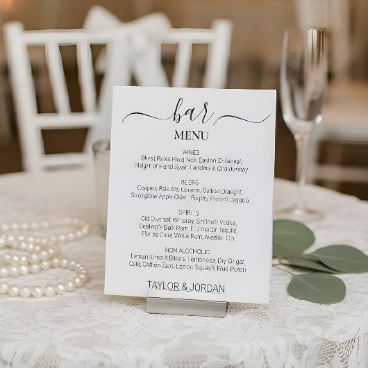 Modern Minimalist Bar Menu Elegant Sockelschild