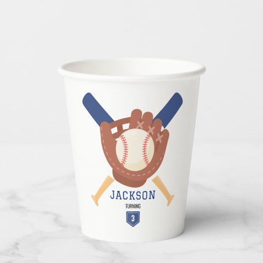Modern Minimalist Baseball Batter Up Birthday Pappbecher (Rückseite)