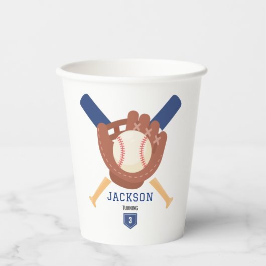 Modern Minimalist Baseball Batter Up Birthday Pappbecher (Vorderseite)