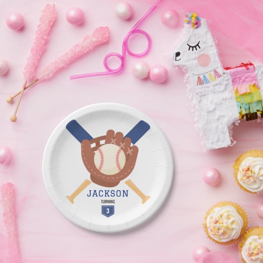Modern Minimalist Baseball Batter Up Birthday Pappteller (Party)