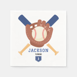 Modern Minimalist Baseball Batter Up Birthday Serviette