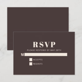 Modern Minimalist Bat Mitzvah Brown Custom RSVP Karte