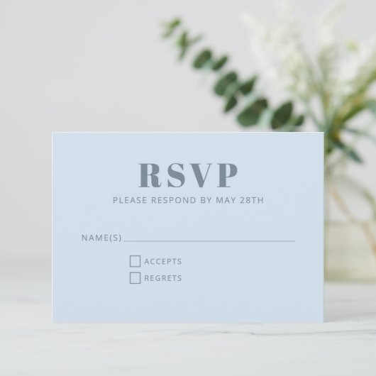 Modern Minimalist Bat Mitzvah Soft Blue Simple RSVP Karte (Stehend Vorderseite)