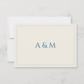 Modern minimalist beige blue QR code wedding  RSVP Karte (Rückseite)