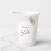 Modern Minimalist Beige Butterfly Bridal Shower Pappbecher (Rückseite)
