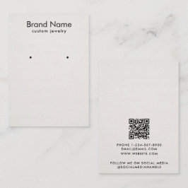Modern Minimalist Beige Linen Jewelry Display Card Visitenkarte