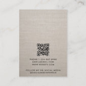 Modern Minimalist Beige Linen Jewelry Display Card Visitenkarte (Rückseite)