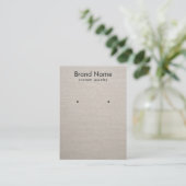 Modern Minimalist Beige Linen Jewelry Display Card Visitenkarte (Stehend Vorderseite)
