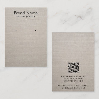 Modern Minimalist Beige Linen Jewelry Display Card Visitenkarte