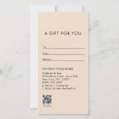 Modern Minimalist Beige QR Code Gift Certificate (Rückseite)