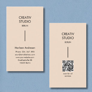 Modern minimalist beige schwarz visitenkarte
