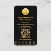 Modern Minimalist Black and Gold Dots QR Code Visitenkarte (Vorderseite)