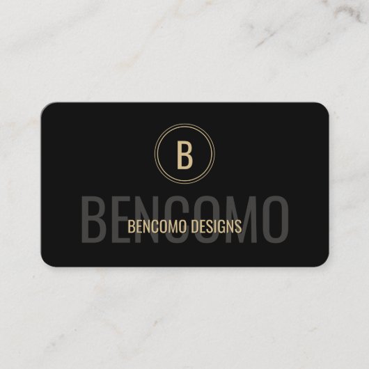 Modern Minimalist Black and Gold Monogram Visitenkarte (Vorderseite)