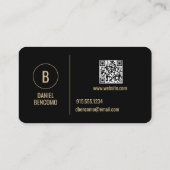 Modern Minimalist Black and Gold Monogram Visitenkarte (Rückseite)