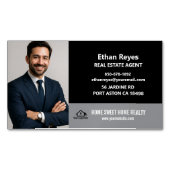 Modern Minimalist Black and Grey Photo Magnetische Visitenkarte (Vorderseite)