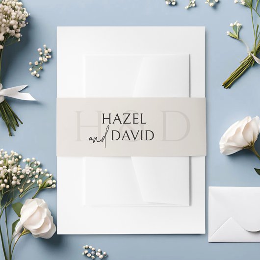 Modern Minimalist Black and Ivory Monogram Wedding Einladungsbanderole