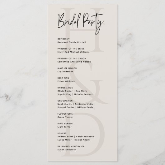 Modern Minimalist Black and Ivory Monogram Wedding Programm (Rückseite)