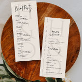 Modern Minimalist Black and Ivory Monogram Wedding Programm