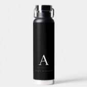 Modern Minimalist Black and White Monogram Trinkflasche (Vorne)