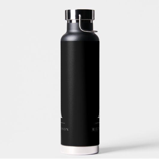 Modern Minimalist Black and White Monogram Trinkflasche (Links)