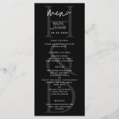Modern Minimalist Black and White Monogram Wedding Menükarte (Vorderseite)
