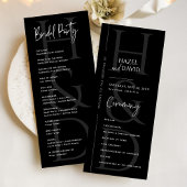 Modern Minimalist Black and White Monogram Wedding Programm