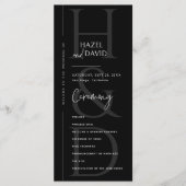 Modern Minimalist Black and White Monogram Wedding Programm (Vorderseite)