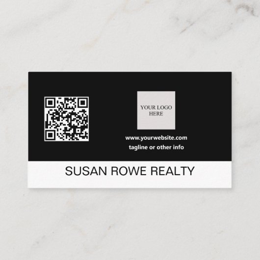 Modern Minimalist Black and White QR Code Photo Visitenkarte (Rückseite)