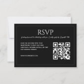 Modern minimalist black and white QR code wedding  RSVP Karte (Vorderseite)