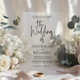 Modern Minimalist Black and White Wedding Classic Acryleinladungen