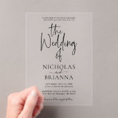 Modern Minimalist Black and White Wedding Classic Acryleinladungen (Insitu (Handheld))